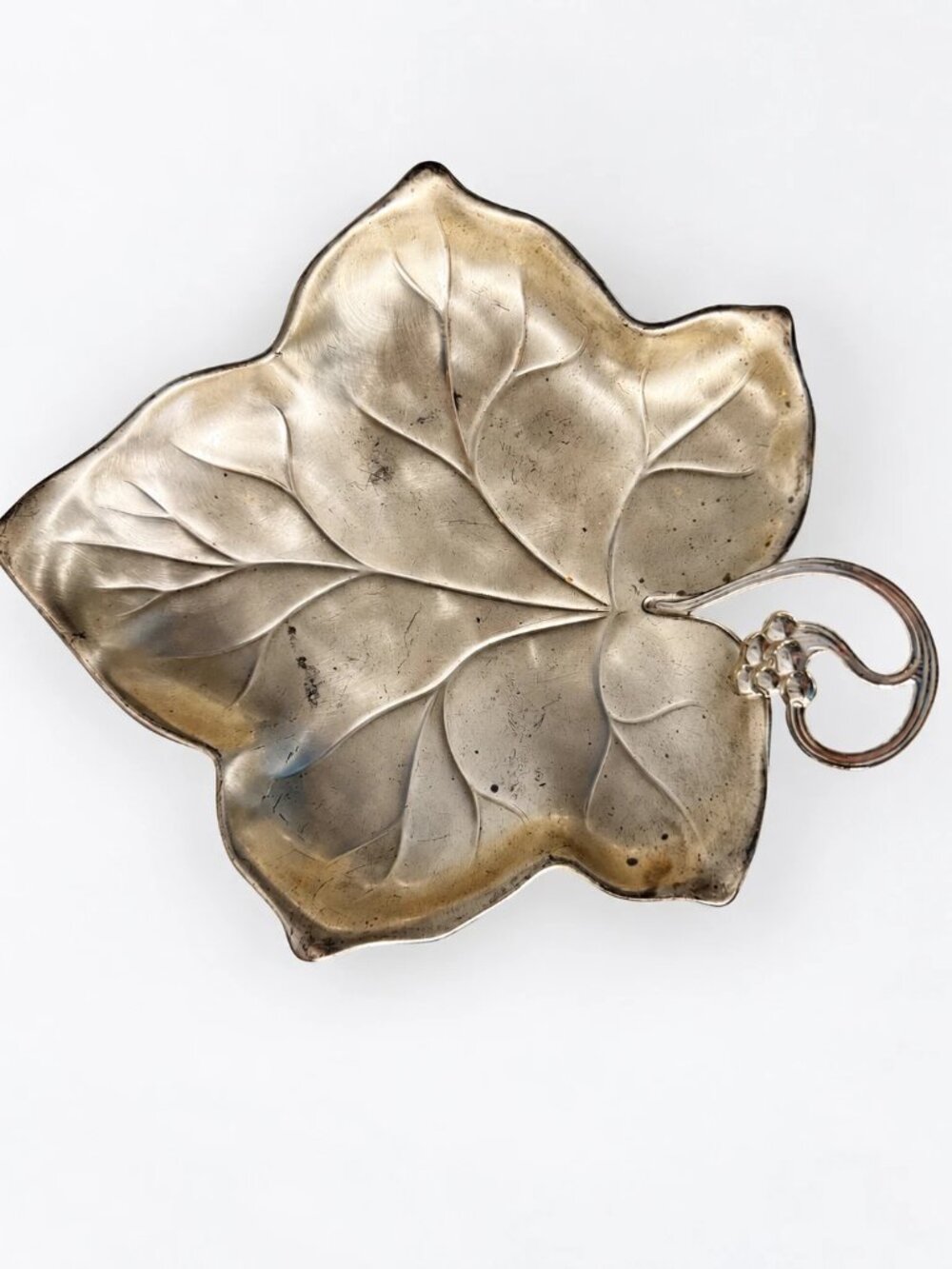 Vintage WMF Ikora Silver-Plated Brass Grape Leaf Footed Dish, Germany